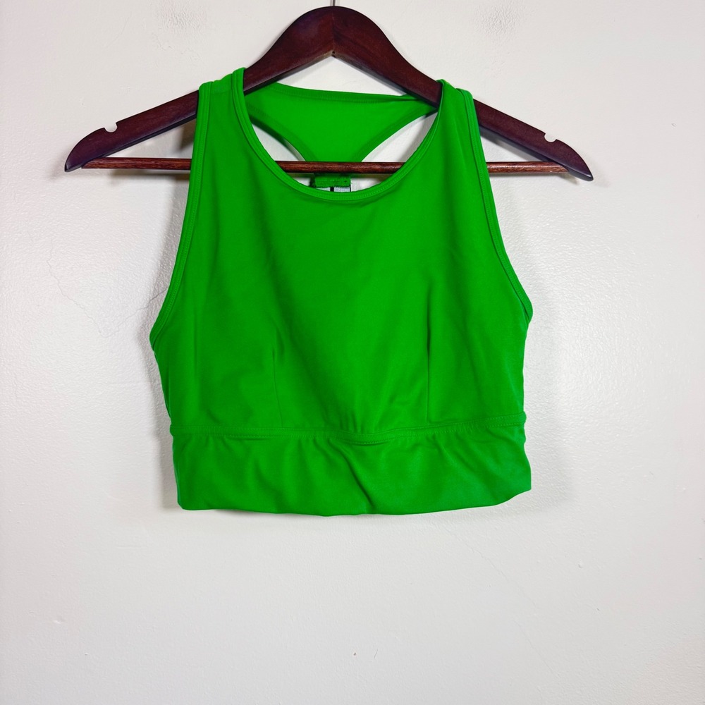 SoulCycle High Neck Mesh Back Racerback Crop Top Size Small Green